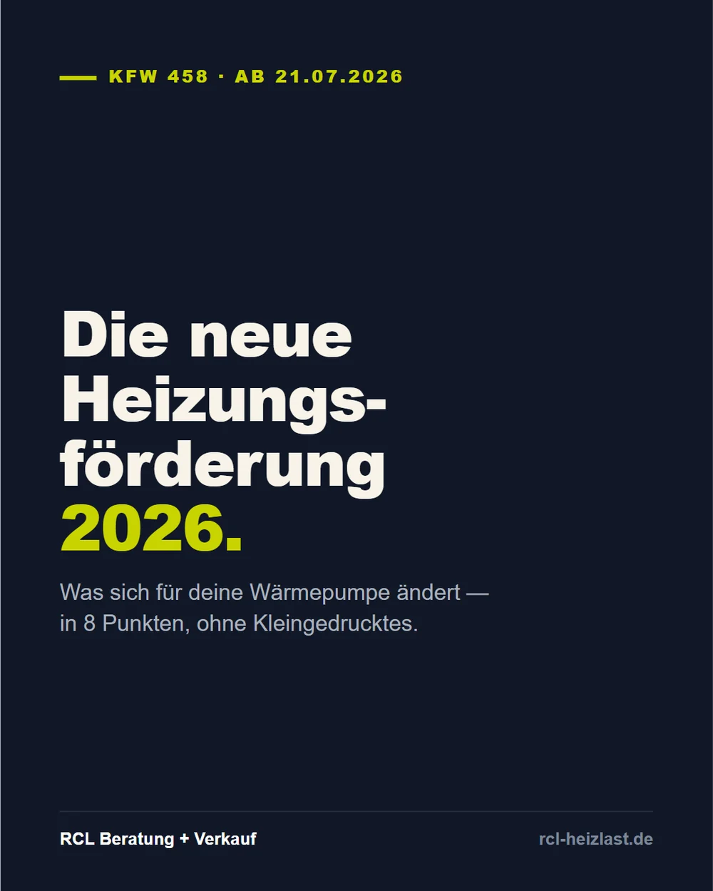 Die neue Heizungsförderung 2026 – KfW 458 ab 21.07.2026