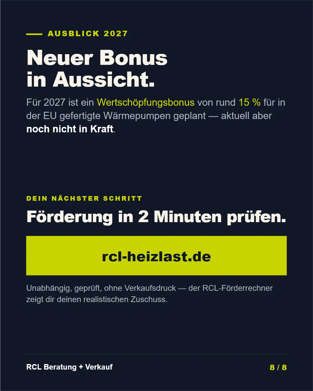 Ihr nächster Schritt: Förderung in 2 Minuten prüfen auf rcl-heizlast.de